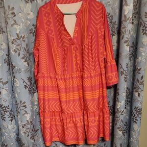 SHEIN Pink and Orange Patterned Dress